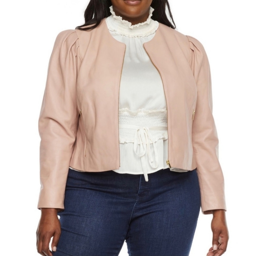 Ryegrass Genuine Leather Jacket | NWT | Pale Blush Pink XL & 3X